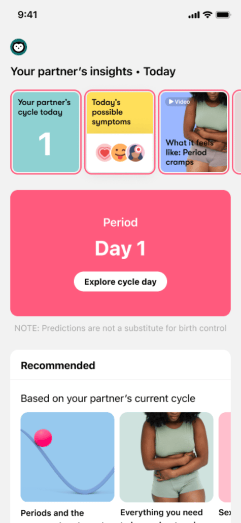 share with your partner title Screenshot of Flo app showing the insights screen